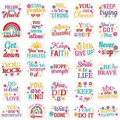 colorful stickers that say you are the best and have different sayings on them