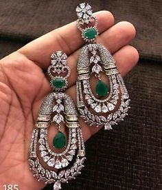 If you have a design in mind, we can manufacture customised products as well. We use AAAA quality stones which gives even better radiance than real diamonds & gemstones. Egypt Style, Beautiful Diamond Earrings, Indian Jewelry Earrings, Indian Jewellery Design Earrings, Style Art Deco, Diamond Jewelry Necklace, Diamond Jewelry Designs, Jewelry Design Earrings, Deco Vintage