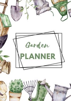 watercolor gardening cliparts with the words garden planner