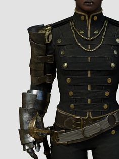 roachpatrol:“ gdfalksen:“ Victorian Guard by Aldo Vicente”okay THIS is some skimpy lady armor i approve of” Villian Outfits Male, Dainty Clothes, Mens Armor, Steampunk Uniform, Royal Guard Uniform, Ceremonial Armor, Officer Uniform, Steampunk Gadgets, Mode Steampunk