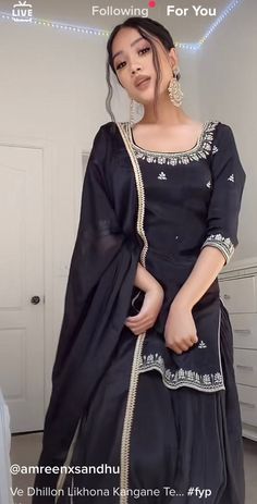 Gurdwara Suits Simple, Qawali Night Outfits Black Dress, Patiyala Suits Designer, Black Patiala Suit, Black Indian Suit, Black Sharara Suit, Black Punjabi Suit, Black Sharara, Simple Indian Suits