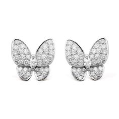 Two Butterfly earrings, white gold, round and marquise-cut diamonds; diamond quality DEF, IF to VVS. REFERENCE VCARB82900 STONE: Diamond: 70 stones, 1.67 carats CLASP: Clip back with detachable stem in white gold Van Cleef And Arpels Jewelry, Van Cleef & Arpels, Van Cleef And Arpels, Womens Earrings Studs, Butterfly Jewelry, Van Cleef Arpels, Van Cleef, Butterfly Earrings, Gorgeous Jewelry