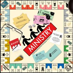 a monopoly board game with people holding hands