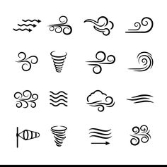 different types of weather symbols on a white background