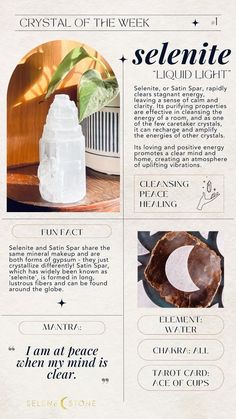 spiritual | crystals | selenite Crystals For The Home, Selenite Aesthetic, Selenite Crystal Meaning, Selenite Properties, Selene Goddess Of The Moon, Crystals For Home, Energy Stones Crystal Healing, Selene Goddess, Selenite Cleansing