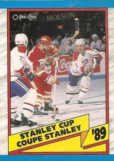 an old hockey card from the 1970 - 70's shows stanley cup coupe stanley