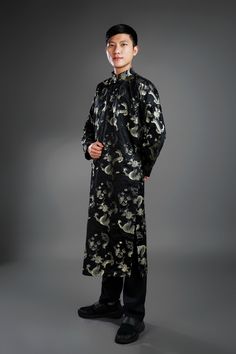 Beautifully custom made men's ao dai. We will guide you through sending us your basic measurements and create an amazing fit. Elegant Formal Kurta With Traditional Patterns, Fitted Ceremonial Kurta With Stand Collar, Formal Long Sleeve Kurta With Traditional Patterns, Traditional Fitted Ao Dai For Festive Occasions, Traditional Festive Ceremonial Cheongsam, Traditional Festive Cheongsam For Ceremonial Occasions, Fitted Long Sleeve Ao Dai For Ceremonial Occasions, Elegant Fitted Kurta With Stand Collar, Elegant Wedding Sherwani With Traditional Patterns