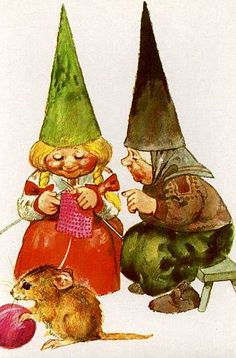 two children dressed up as gnomes and a rat