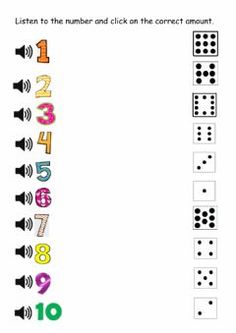 the numbers and dices worksheet for children to learn how to count them