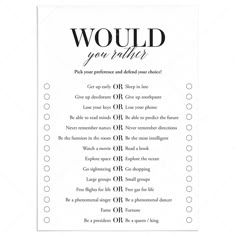 Would You Rather Icebreaker Game Printable by LittleSizzle You Can Only Pick 3 Game, Would You Rather Games For Adults, Would You Rather Wedding Edition, This Or That Questions For Adults, Would You Rather Questions For Women, Get To Know You Party Games, Silly Would You Rather Questions, Which Would You Choose, This Or That Funny Questions