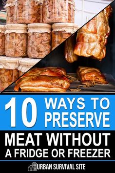 the cover of 10 ways to preserve meat without a fridge or freezer