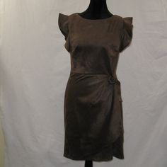 Dkny Dress - Size 14 - Nwt - Feels Like Suede Polyester And Spandex, But Is Super Soft Measurements When Flat Bust - 22" Length - 39" Brown Stretch Dress For Formal Occasions, Formal Brown Stretch Dress, Floral Print Party Dress, Baby Pink Dresses, Black Sleeveless Midi Dress, Dkny Dress, Twist Front Dress, Asymmetrical Hem Dress, Asymmetric Dress