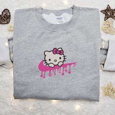 Nike x Hello Kitty Heart Embroidered Hoodie, Valentine Embroidered Sweatshirt, Nike Inspired Embroidered T-shirt (1) Hello Kitty Heart, Hello Kitty Hoodie, Nike Inspired, Pokemon Shirts, Sweatshirt Nike, Kitty Clothes, Hello Kitty Clothes, Embroidered Shirts, Anime Sweatshirt