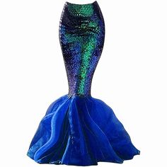 a blue and green mermaid costume is shown on a mannequin headdress