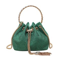 Make a bold fashion statement with our New Women's Trendy Colorful Diamante Chain Tassel Crossbody Bucket Bag. This eye-catching handbag is designed to turn heads and add a vibrant touch to your ensemble.Featuring a unique round handle and a dazzling diamante chain tassel, this bag exudes trendiness and style. The colorful design adds a playful and youthful vibe to any outfit, making it a perfect choice for fashion-forward individuals.With its crossbody shoulder strap, this bag offers convenienc Gothic Bag, Drawstring Bucket Bag, Gothic Accessories, Handbag Pattern, Rhinestone Chain, Chic Type, Cross Chain, Luxury Designer Handbags, Estilo Chic