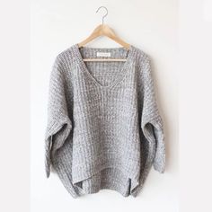 Doesn’t Come With Attached Tag But Is Brand New Never Worn Very Oversized Grey/White Marled Oversized Chunky Knit Gray Top, Oversized Gray Chunky Knit Top, Oversized Chunky Knit Loungewear Top, Oversized Chunky Knit Top For Loungewear, Cozy Chunky Knit Top With Batwing Sleeves, Casual Chunky Knit Top With Batwing Sleeves, Sweater Grey, Grey Sweater, Gray White