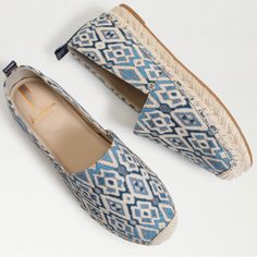 The Krista's Are An Espadrille Slip-On That Can Join You Just About Anywhere. Keep Them By The Door This Spring. They're Your New Go-To's. Width Medium. Loved Them But Too Narrow For Me! Platform Height: 1 Inch Toe: Round Closure: Slip On Material: Leather Insole: Synthetic Blue Closed Toe Espadrilles With Cushioned Footbed, Blue Slip-on Espadrilles For Spring, Blue Slip-on Espadrilles With Textured Sole, Multicolor Slip-on Espadrilles For Summer, Blue Cushioned Slip-on Espadrilles, Synthetic Slip-on Espadrilles With Woven Sole, Blue Textured Sole Slip-on Espadrilles, Sam Edelman Shoes, Sam Edelman