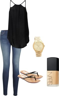 Summer Nights  "black nude" by greenpotcamiemeek on Polyvore Zimmer Diy, Timeless Outfits, Stylish Summer Outfits, Outfit Jeans, Mode Casual, Cooler Look, Fashion Mode, Looks Style, Mode Inspiration