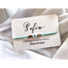 -- School Leavers gift, End of year gift, last day of school gifts. Personalised friendship bracelet, initial bracelet, graduation gift -- The time has finally come! They are leaving their school for a new chapter 😢 Can't believe how quickly they grow... To mark this great milestone of their lives here is a personalized school leavers gift, a initial bracelet with school names and your message (optional) printed on the gift card, and their names handwritten in calligraphy style.  Each bracelet is handmade with embroidery threads and embellished with 1 initial bead, and choice of silver heart/ gold heart/ silver star/ gold star beads.  Designed and handmade with love in England. Ship worldwide. ---**PLEASE FEEL FREE TO ASK ME FOR A DISCOUNT CODE FOR BULK ORDERS xx**--- White Personalized Name Friendship Bracelet, White Friendship Bracelets With Name For Gift, White Name Friendship Bracelets As Gift, Cute Friendship Bracelets With Custom Name As Gift, Custom Name Friendship Bracelet For Mother's Day, Adjustable Name Friendship Bracelets As Gift, Last Day Of School Gifts, School Names, Last Day School