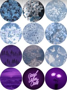 purple and blue images with the words good vibes only