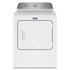 a white dryer with the door open