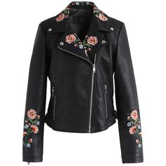 Chicwish Drive Me to Garden Embroidered Faux Leather Jacket in Black ($67) ❤ liked on Polyvore featuring outerwear, jackets, black, faux leather moto jacket, embroidered moto jacket, faux-leather jackets, embroidered jacket and faux leather biker jacket Fake Leather Jacket, Jacket Embroidery, Faux Leather Motorcycle Jacket, Jackets Black, Moto Biker Jacket, Faux Leather Biker Jacket, Biker Jackets, Vegan Leather Jacket, Faux Leather Moto Jacket