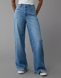 AE Dreamy Drape Stretch Super High-Waisted Baggy Wide-Leg Jean Best Baggy Jeans, Outfits For Curvy Women, Athletic Fit Jeans, The Best Outfits, Best Outfits, Loose Jeans, Baggy Jeans, School Outfits, Cute Casual Outfits