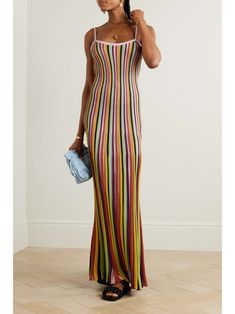 ZIMMERMANN Alight striped metallic ribbed-knit maxi dress Multicolor Knit Beach Dresses, Multicolor Knit Stretch Dress, Christopher Esber Sculptured Pleated Rib Maxi Dress, Luxury Multicolor Knit Dress, Zimmermann Patchwork Dress, Maxi Knit Dress, Everyday Wardrobe, Jeans Dress, Women Collection