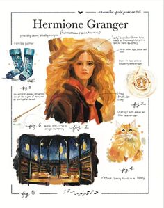 an advertisement for hermione granger with pictures of the items in it