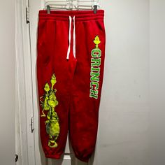 Size L (11-13) Juniors. Brand New Without Tag. Never Worn. Dr Seuss The Grinch, Red Sweatpants, The Grinch, Dr Seuss, Grinch, Track Pants, Red Green, Pant Jumpsuit, Sweatpants