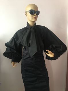 "This is a very stylish Womens Cotton Blouse. It is comfortable and cozy. Made for a free flowing fit. Great for all year around and for any special occasion or casual day can be dressed up or dressed down. SIZE CHART SIZE S - US 6, UK 8, EU 36 bust: bust around 34.5\"/90cm Waist: waist around 27.5\"/70cm Hips: hips around 34.5\"/90cm SIZE M - US 8, UK 10, EU 38 bust: bust around 37.5\"/95cm Waist: waist around 29.5\"/75cm Hips: hips around 37.5\"/95cm SIZE L - US 10, UK 12, EU 40 bust: bust aro Black Lantern Sleeve Top For Formal Occasions, Black Lantern Sleeve Blouse For Formal Occasions, Black Lantern Sleeve Blouse For Office, Black Lantern Sleeve Office Top, Black Formal Top With Blouson Sleeves, Black Lantern Sleeve Top For Office, Black Tops With Blouson Sleeves For Formal Occasions, Black Blouson Sleeve Top For Formal Occasions, Black Top With Blouson Sleeves For Formal Occasions