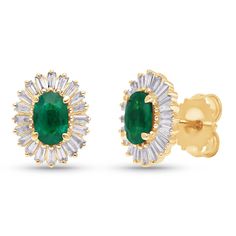 The Parlak earrings showcase a captivating oval-shaped emerald encircled by sparkling diamonds, meticulously arranged in a design that evokes the radiance of sunshine. SKU BS30659E EMERALD SIZE 6x4mm COLORSTONE SHAPE Oval COLORSTONE WT 1.3cts DIAMOND WT 0.35cts Ethically sourced emeralds directly from our renowned Belmont mine in Brazil. Oval Green Jewelry With Baguette Diamonds, Green Oval Jewelry With Baguette Diamonds, Oval Green Baguette Diamond Jewelry, Green Oval Baguette Diamond Jewelry, Green Oval Diamond Earrings, Emerald Jewelry, Emerald Diamond, Sparkle Diamonds, A Design