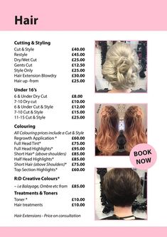 Hairdresser Price List, Price List Ideas, Hair Salon Price List, Hair Salon Prices, Hairstyles Anime, Mobile Hairdresser, Hair Play, Salon Price List, Pelo Anime