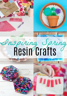 some crafts that are being displayed with the words, inspire spring resinin crafts on them