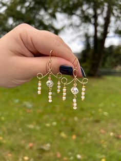 These chandelier earrings are perfect for dressing up an outfit. They are neutral in color so they will match many different looks.  These earrings are handmade by thread and jewels co They are made from tarnish resistant wire Earrings Drop, Chandelier Earrings, Festival Season, Favorite Jewelry, Jewelry Earrings Dangle, Etsy Earrings, Beauty Book, Dangle Drop Earrings, Dangle Earrings