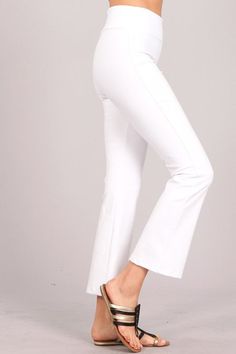 Just in time for summer! Versatile cropped pants for everyday wear, casual wear, resort wear, holiday wear, business attire, etc. Slight bell flare design with a smooth comfortable tummy control pull-on waistband in a wrinkle-free, supportive and machine-washable ponte fabric. Fabric Viscose/Nylon/Spandex 68/27/5 Ponte Made in Proudly made in the USA Cream For Oily Skin, Anti Wrinkle Skin Care, Face Cream Best, Business Attire Women, Moisturizer For Oily Skin, Ponte Fabric, Holiday Wear, Pants White, Cropped Flares