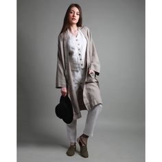 "Stay comfortable and stylish in the KIM Long Linen Kimono Style Cardigan! Crafted from heavy or medium weight, durable linen, this cardigan provides a perfect blend of fashion and function. Its wide, open sleeves and subtle pattern create a unique yet versatile look, perfect for any occasion! Shown here in Natural Heavy Weight linen. SIZING: To choose the right size, check out our body measurements chart displayed in the product listing photos. If you need specific sizing recommendations, pleas Spring Workwear Shawl Collar Cardigan, Spring Workwear Cardigan With Shawl Collar, Single Breasted Shawl Collar Outerwear For Spring, Spring Single Breasted Shawl Collar Outerwear, Spring Shawl Collar Cardigan For Work, Chic Taupe Cardigan For Spring, Chic Taupe Spring Cardigan, Beige Shawl Collar Cardigan For Spring, Spring Beige Cardigan With Shawl Collar