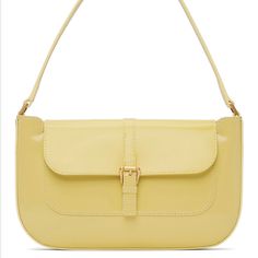 Never Been Worn. Yellow By Far Miranda Bag Elegant Tote Baguette Bag With Hasp Closure, Elegant Baguette Tote Bag With Hasp Closure, Classic Yellow Office Bag, Chic Yellow Office Bag, Elegant Yellow Bag With Gold-tone Hardware, Classic Yellow Rectangular Shoulder Bag, Elegant Yellow Satchel Flap Bag, Elegant Yellow Flap Bag With Detachable Strap, Elegant Yellow Shoulder Bag With Detachable Handle