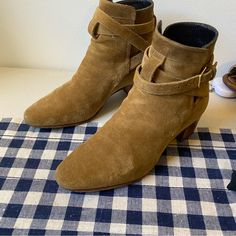 Size 5.5 Suede Camel Colored Saint Laurent Blake Jodhpur Boots. In Good Gently Used Condition. Please See Photos For Wear! Jodhpur Boots, Saint Laurent Shoes, Jodhpur, Camel Color, Suede Boots, Bootie Boots, Camel, Saint Laurent, Ankle Boots