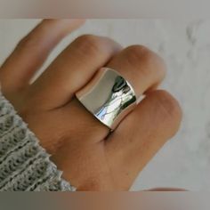 Wide Women’s Ring. Silver Plated. Stock Ar12 Ring Boy, Wedding Band Styles, Single Ring, Punk Jewelry, Estilo Punk, Style Punk, Design Geometric, Watches Women Fashion, Large Ring