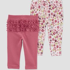 The perfect outfit starter for little ones! Add this 2-pack pants set from Carter’s Just One You to your cart for a baby shower gift or to complete your new baby’s wardrobe! This pack of comfy, cotton pants for baby girl are easy to mix and match with any of her outfits. Plus, the unique little details on these baby pants give her lots of style! This 2-pack pants set for baby girl is Standard 100 by OEKO-TEX, so it's certified clean for your little one. Trendy Romper, Pink Newborn, Carters Baby, Baby Pants, Floral Pants, Adorable Baby, Baby & Toddler Clothing, Newborn Outfits