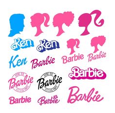 the silhouettes of different women's hair styles are shown in pink and blue