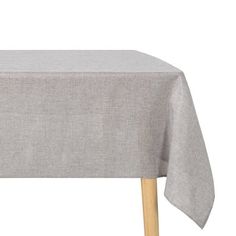 a grey tablecloth with wooden legs on a white background