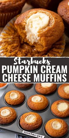 pumpkin cream cheese muffins with text overlay