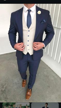 Blue Wedding Suit Groom, Wedding Groomsmen Attire, Mens Wedding Attire