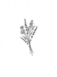 a black and white drawing of some flowers