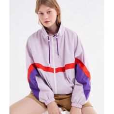 Nwt Urban Outfitters Windbreaker Colorblock With Light Purple, Red, And Dark Purple Size Xs Zip Up With Cute Cords To Adjust The Neck Mesh Interior Tags: Track Jacket, 80s 90s Windbreaker, Rain Coat, Rain Jacket, Boho, Colorblock Windbreaker, 90s Windbreaker, Urban Outfitters Jacket, Rain Coat, Track Jacket, Zip Jacket, Track Jackets, Dark Purple, Light Purple