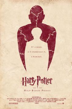 the poster for harry potter is shown in red