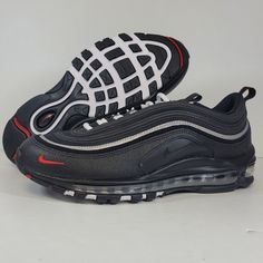 Up For Grabs Are The Nike Air Max 97 Black Sports Red Dh1083 001 Mens Size 9.5 Shoes Sneakers New. Brand New Without Box And Never Worn. Thanks Dynamic Black Custom Sneakers With Air Cushioning, Black Custom Sneakers With Air Max Cushioning For Jogging, Black Custom Sneakers With Air Max Cushioning, Black Dynamic Custom Sneakers For Jogging, Dynamic Black Custom Sneakers For Jogging, Black Nike Air Max For Jogging, Black Nike Air Max Lace-up For Jogging, Black Custom Sneakers With Air Cushioning For Running, Dynamic Black Custom Sneakers For Training