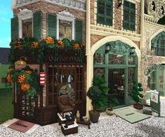 Witchy Bloxburg House, Bloxburg Flower House, Blue Flower Decal Bloxburg, Bloxburg Flowershop, Bloxburg Town Shops, Bloxburg Park, Cottage Core Bloxburg House, Bloxburg House Builds